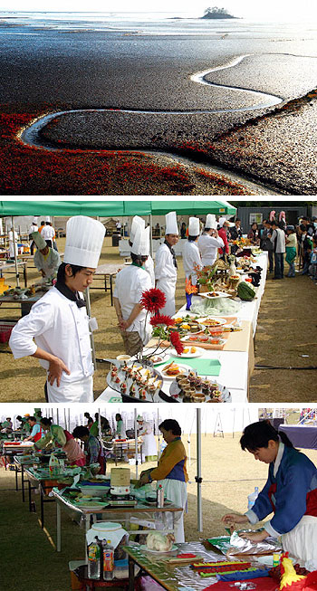 ▲ (사진 위)갈대축제가 열리고 있는 순천만의 가을 풍경. (사진 가운데·아래)남도음식축제 중 요리경연대회 모습.