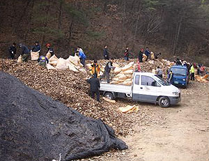 ▲ 영덕군은 산림 부산물 퇴비화사업으로 농한기 일자리를 만들고 있다. 영덕군 제공