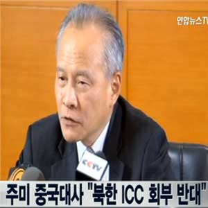 주미 중국대사 북한 ICC 회부 반대 사진. 연합뉴스TV 방송캡처