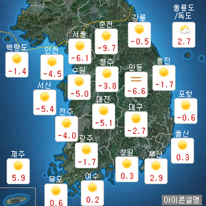 오늘 전국 맑음 오늘 날씨 사진. 기상청