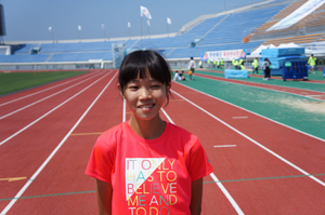 육상 여중부 800m에서 우승, 한국 여자 중거리의 기대주로 떠오른 경명여중의 차지원. 김교성 기자