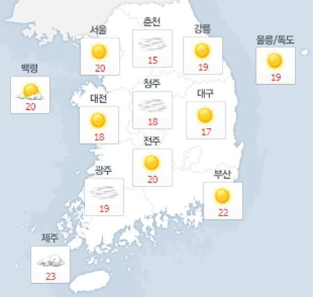 사진. 네이버날씨(오전 8시 현재)