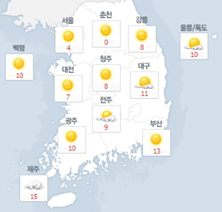 사진. 네이버날씨(오전 8시 현재)