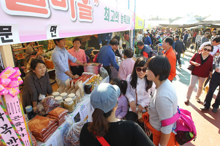 지난해 제2회 예천세계활축제를 찾은 관광객들이 2015곤충나라 예천농산물대축제 행사장을 둘러보고 있다. 예천군 제공