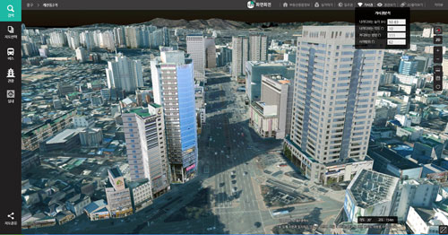 전국 지자체 최초로 자동화 신기술을 적용한 대구 3D 지도 사이트(http://3d.daegu.go.kr)에서 반월당/범어네거리 캡처 화면.