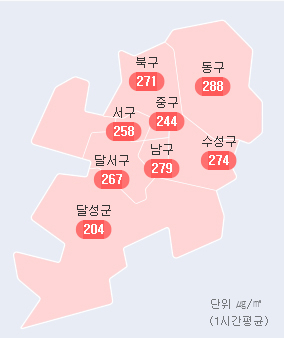 대구 미세먼지 농도가 15일 오후 올해 들어 