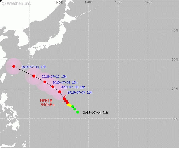 태풍 마리아 예상 경로. 네이버 날씨