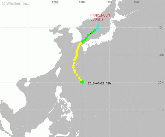 태풍 쁘라삐룬 경로. 네이버 날씨