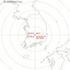 전북 무주군 규모 2.7 지진. 웨더아이