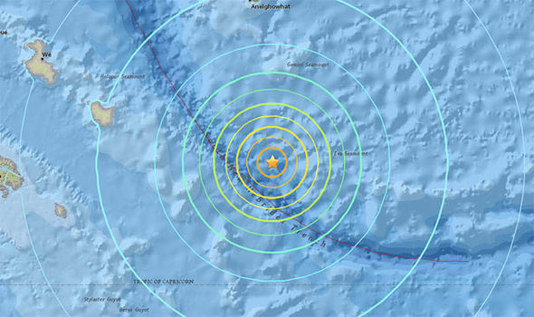 뉴칼레도니아 해저 지진. USGS