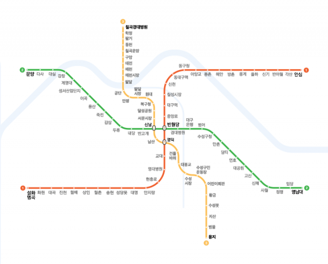 대구 지하철 노선도. 네이버