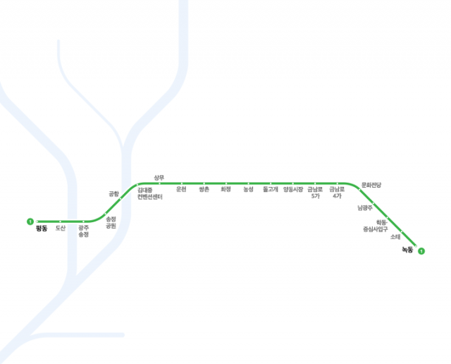 광주 지하철 노선도. 네이버
