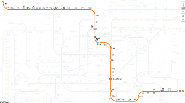 서울 지하철 3호선 노선도. 네이버