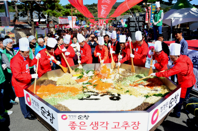 고추장 떡볶이 만들기.2017년 순창장류축제 모습.