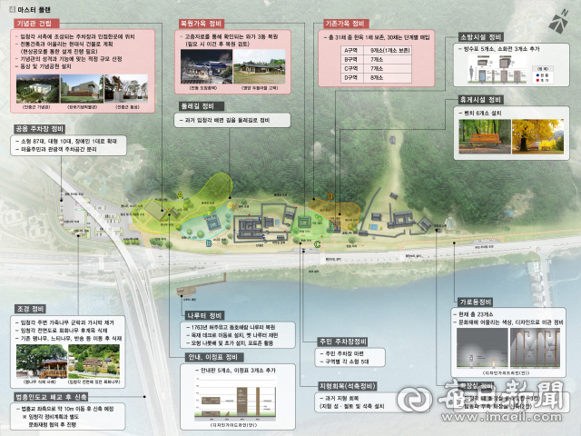 문화재청과 경상북도, 안동시는 오는 2025년까지 280억원을 들여 임청각을 일제강점기 이전의 원형에 가깝도록 복원할 계획이다. 사진은 임청각 복원 정비 종합계획도. 문화재청 제공