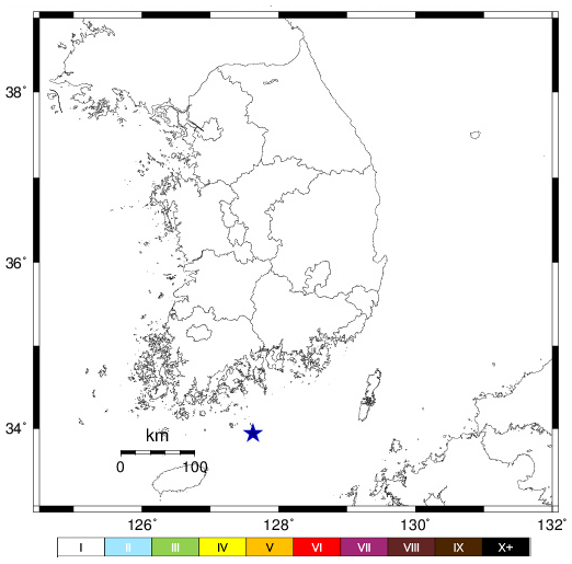 전남 여수 거문도 인근 규모 2.7 지진. 기상청