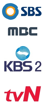 SBS, MBC, KBS2, tvN 로고