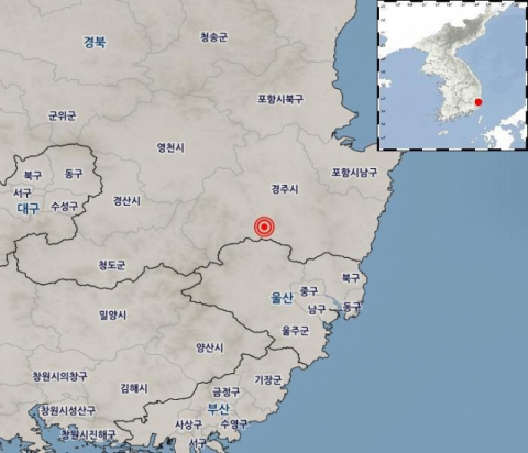 경주 지진 발생 위치. 기상청 제공