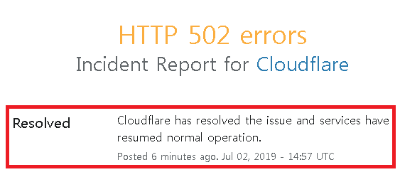 클라우드플레어(cloudflare) 2일 오후 11시 57분 502 Bad Gateway 오류 복구. 클라우드플레어 웹사이트