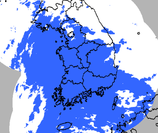 10일 오후 3시 5분 기준 전국 비구름 영역. 기상청