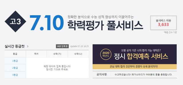 입시 교육 업체들이 2019년 7월 모의고사 문제·정답을 공개하고 채점 서비스, 해설 강의를 제공하는 풀서비스를 운영한다. 입시교육업체 풀서비스 홈페이지