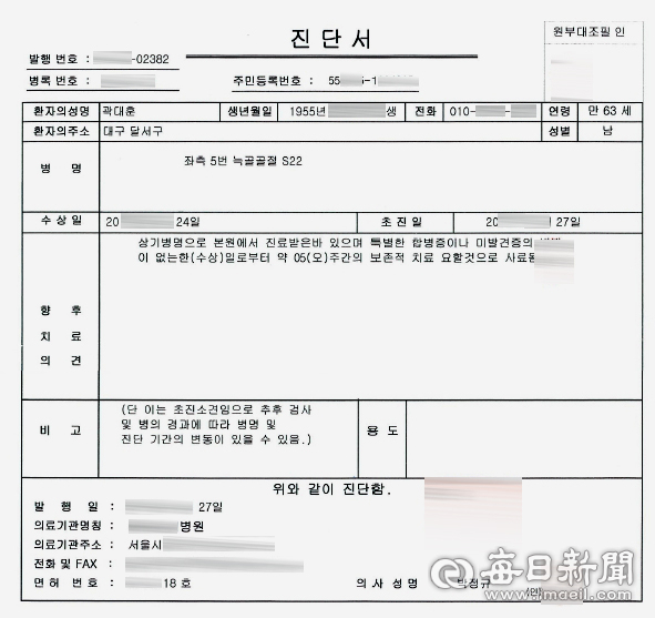 곽대훈 진단서