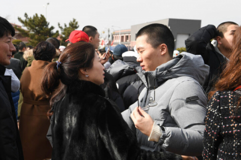 지난해 2월 해병대교육훈련단 내 김성은관 앞 광장에서 신병 입영행사가 진행되고 있다. 해병대교육훈련단 제공.