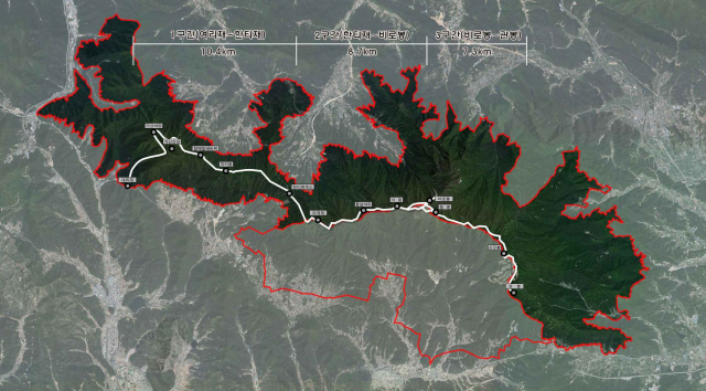 팔공산 소원길 생태탐방로 조성사업 종합노선계획도. 경북도 제공
