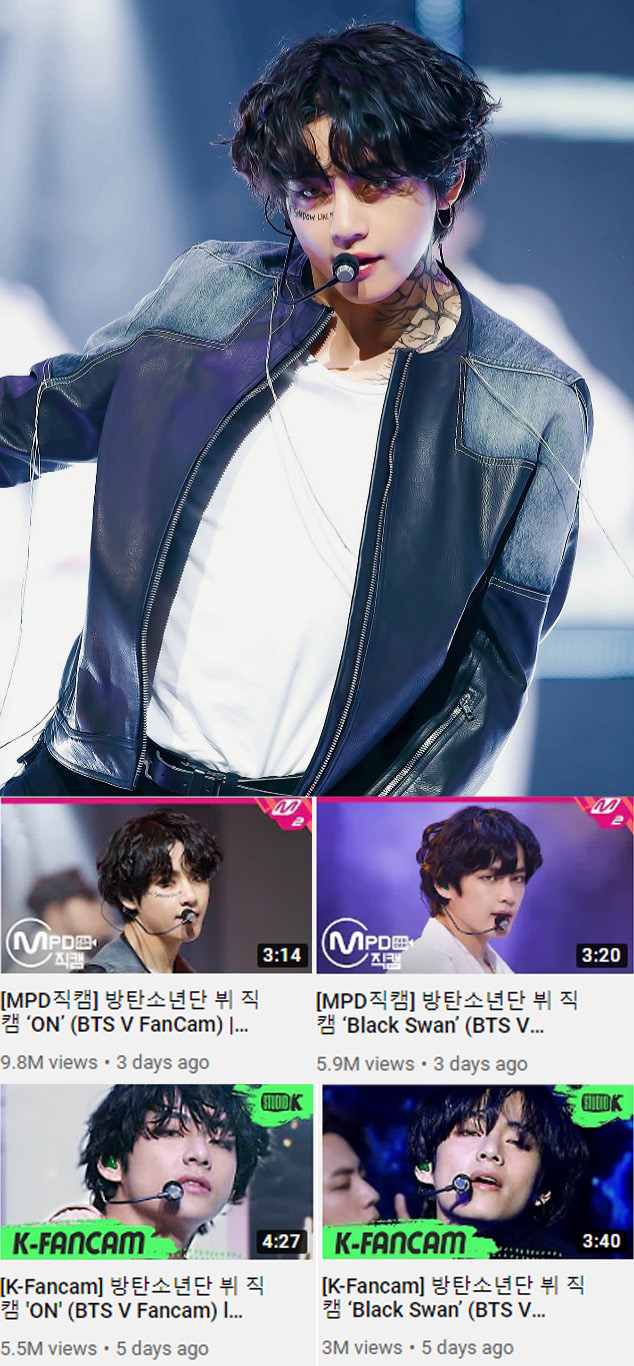 사진. Mnet MPD직캠, KBS K-Fancam 최고 조회수 기록한 방탄소년단 뷔 직캠.