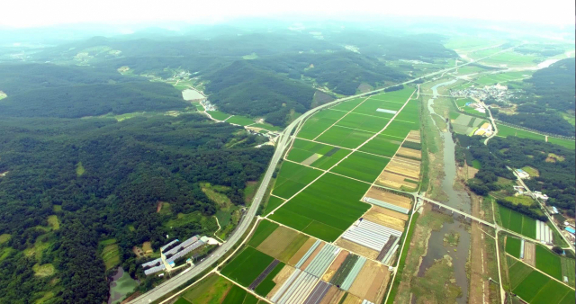 대구경북 통합신공항 공동후보지인 의성군 비안면·군위군 소보면 일대 전경. 의성군 제공