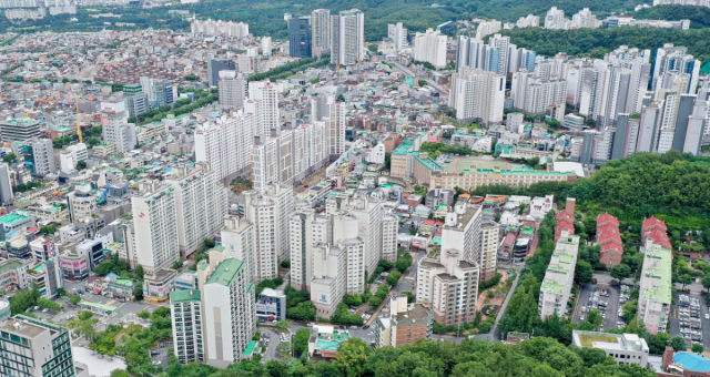 지난 14일 대구 수성구 상공에서 바라본 범어4동 전경. 매일신문DB