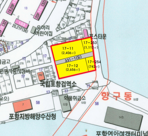 경북개발공사의 포항 항구동 부지 위치. 경북개발공사 제공