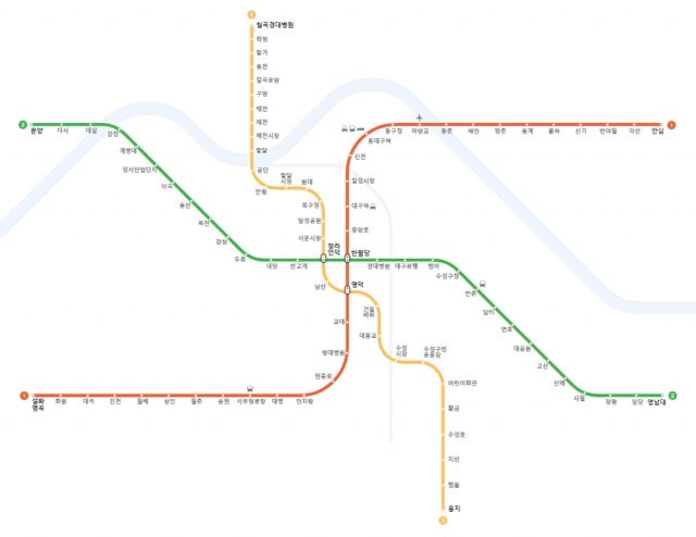 대구도시철도(지하철) 노선도. 네이버