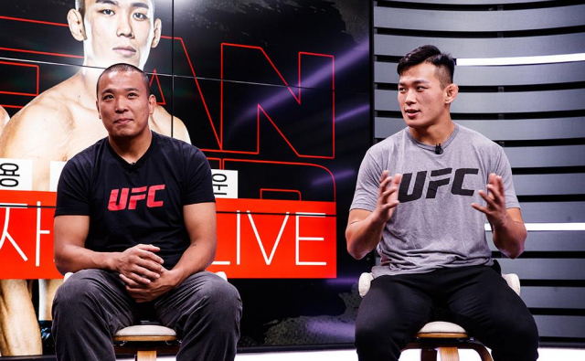 UFC 출전을 앞둔 한국인 최초의 UFC 라이트헤비급 파이터 정다운(오른쪽)과 