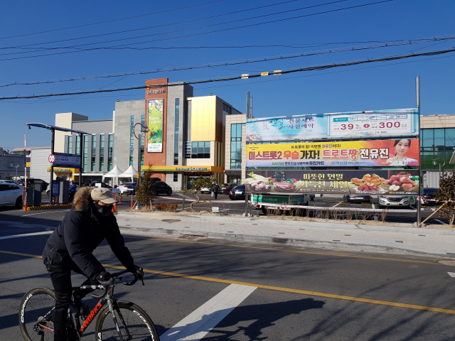 3일 오전 포항시 남구 동해면 곳곳에 붙은 가수 전유진의 미스트롯 2 경연 응원 현수막. 배형욱 기자