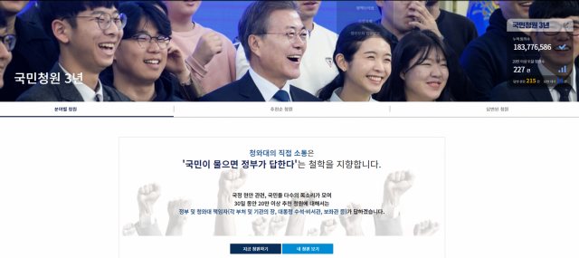 청와대 국민청원 홈페이지