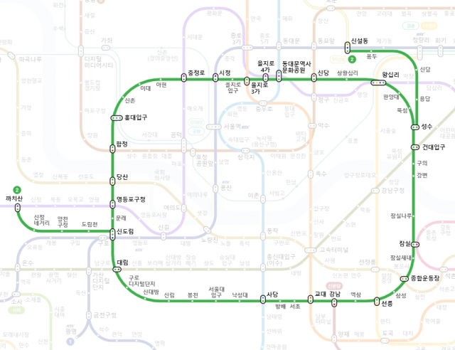 서울 지하철 2호선 노선도. 네이버