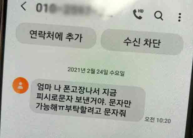 최근 피싱 메시지를 받았다는 류모 씨. 본인 제공