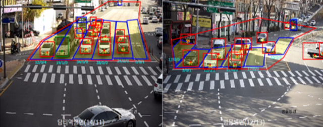 대구시가 지난해 스마트교통체계를 구축한 대구시내 한 교차로에서 촬영된 교통 정보. 차종, 차량대수, 보행자 등 관련 정보가 실시간으로 표시되고 데이터가 저장된다. 대구시 제공