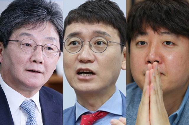 왼쪽부터 유승민 전 의원, 김웅 의원, 이준석 전 최고위원. 연합뉴스