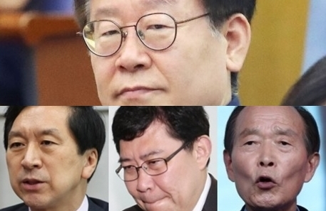 (위)이재명, (아래 왼쪽부터)김기현, 윤창현, 장기표. 연합뉴스