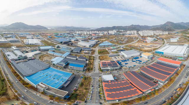 로봇 테스트필드가 조성되는 대구테크노폴리스지구 드론 사진. 대경경자청 제공