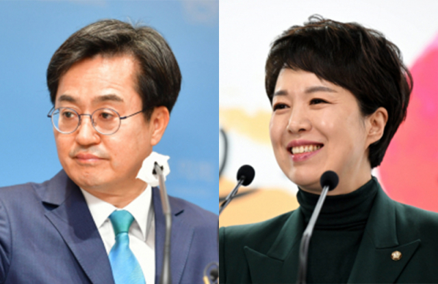 김동연(왼쪽) 더불어민주당 경기지사 후보와 김은혜 국민의힘 경기지사 후보. 연합뉴스