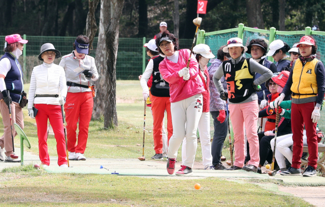 지난 2019년 10월 대구 강변파크골프장에서 열린 2019 전국생활체육 시니어 파크골프대회에 참가한 어르신들이 파크골프 실력을 겨루고 있다. 매일신문 DB