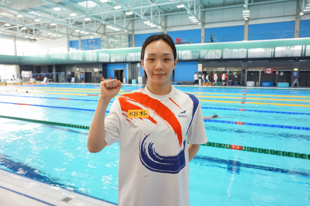 2022 국제수영연맹(FINA) 세계선수권대회가 열리는 헝가리 부다페스트에서 수영 국가대표팀 김서영(경북도청)이 기념 촬영하고 있다. 연합뉴스