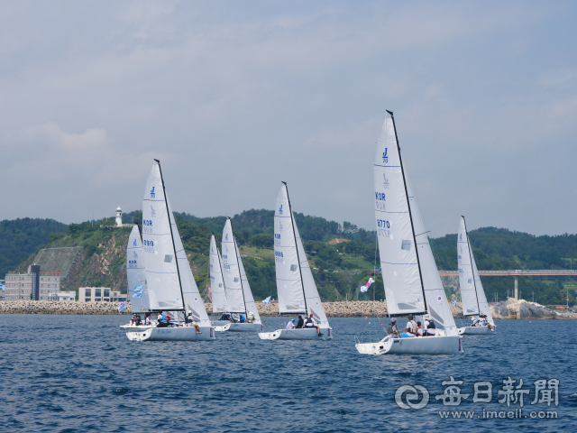 오는 16일부터 18일까지 포항 영일대해수욕장 일대에서 환동해컵 국제요트대회가 열린다. 사진은 이번 대회 종목 중 하나인 킬보트 부문의 J70 요트. 경북요트협회 제공