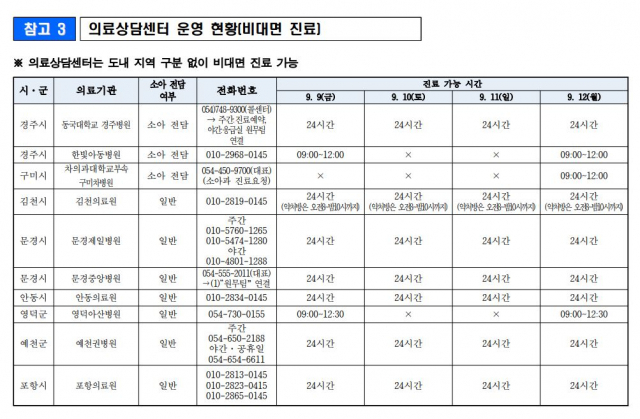 경북에서 비대면 진료를 하는 의료상담센터 운영 현황. 경북도 제공