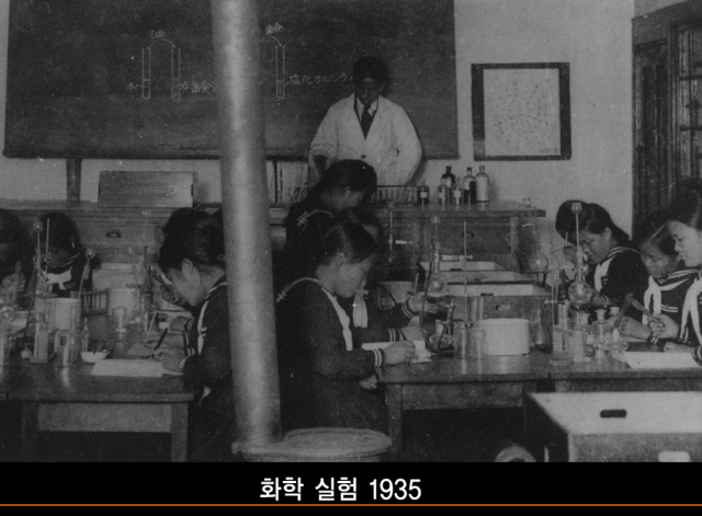 1935년 신명여자학교 학생들이 화학실험을 하고 있는 모습. 대구시교육청 제공