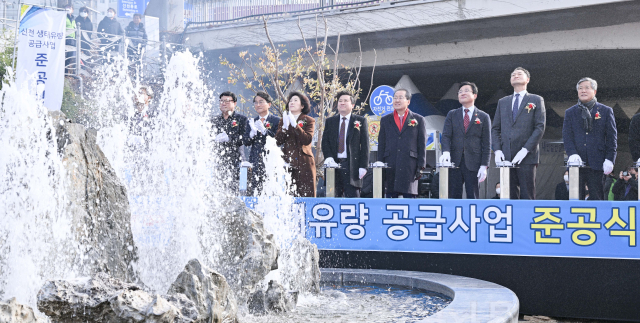 대구시는 13일 오후 2시 홍준표 대구시장 등이 참석한 가운데 신천 생태유량 공급사업 준공식 행사를 열었다. 대구시 제공