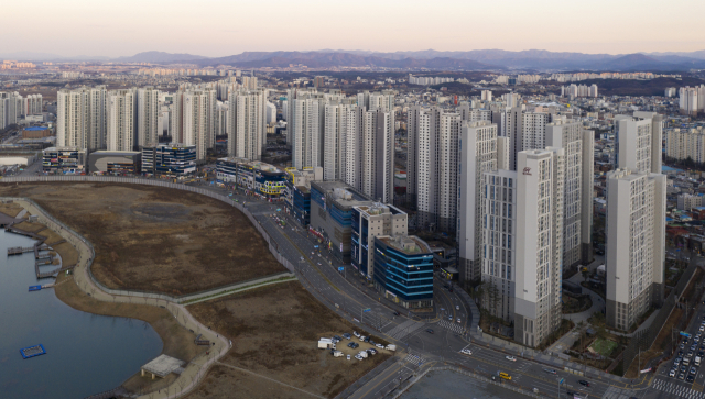 경북 경산시에 위치한 중산동 아파트 지구 모습.